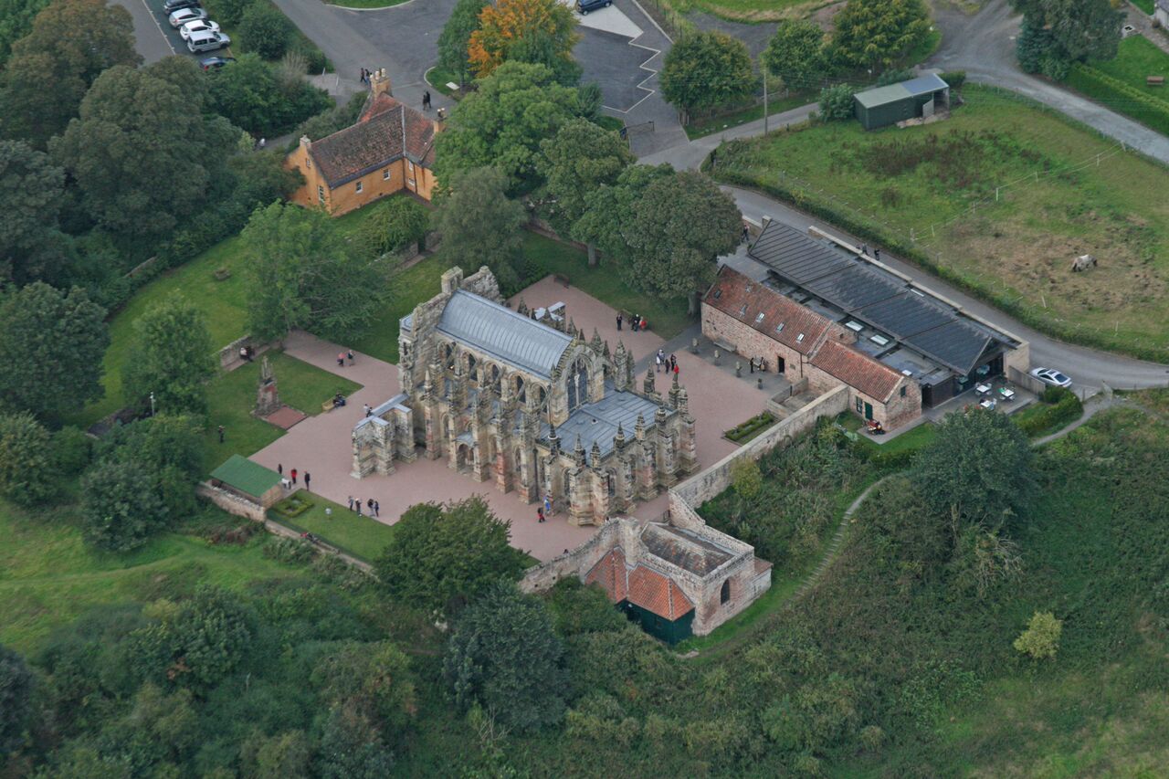 Aerial view, courtesy Rosslyn Chapel